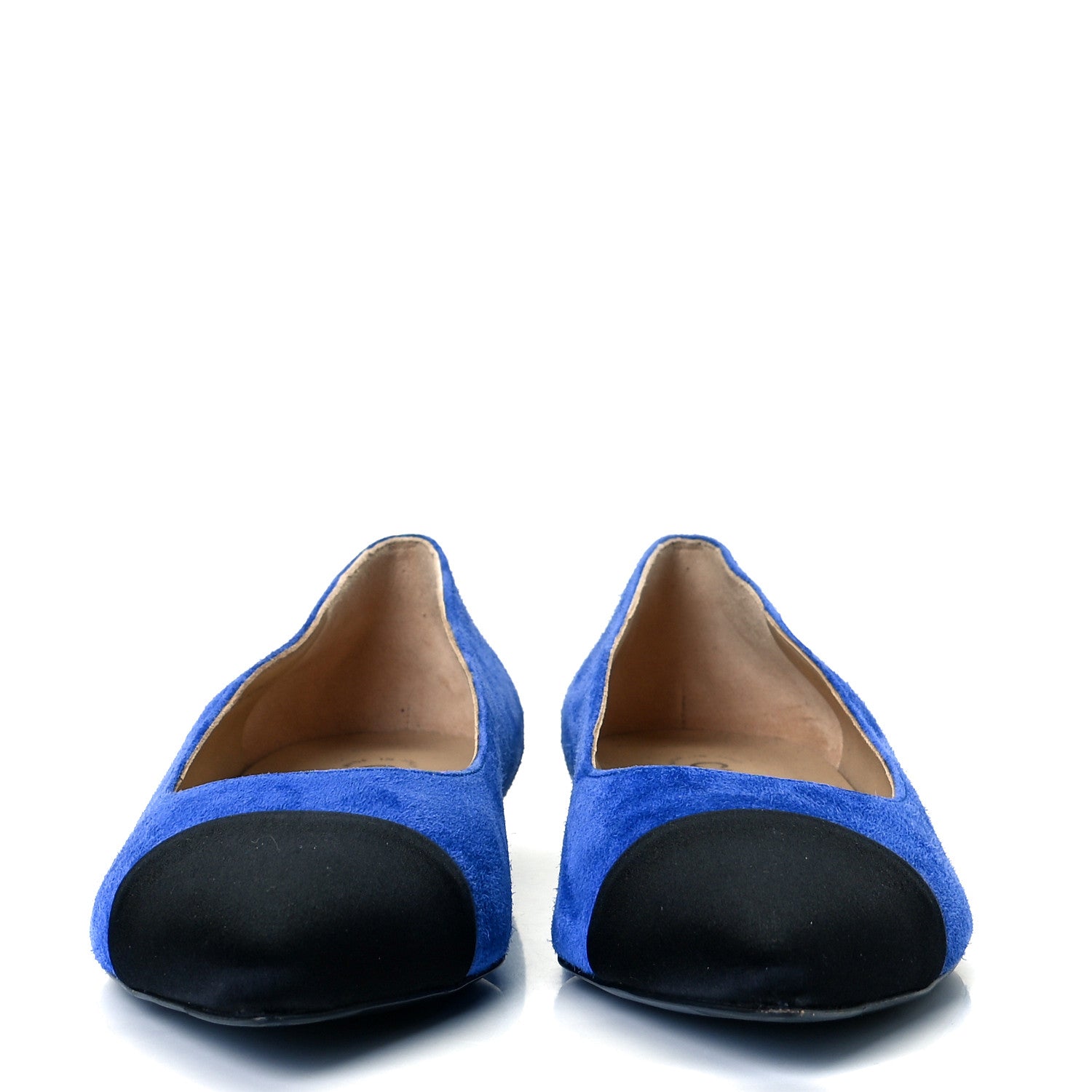Chanel Suede Satin Cap Toe Gabrielle Ballerina Flats 39 Royal Blue Black 3 of 11