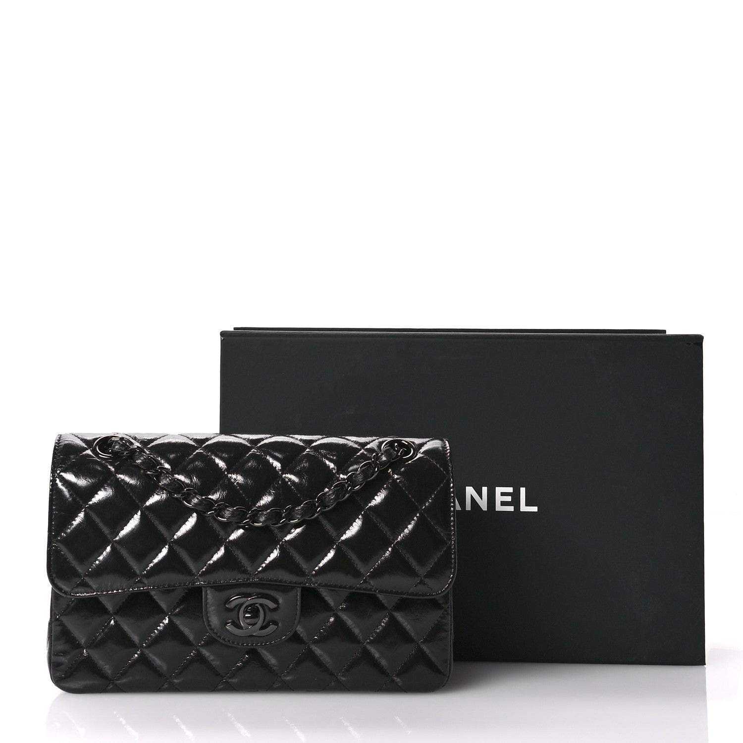 Chanel Shiny Crumpled Calfskin Quilted Small Double Flap So Black 10 of 10