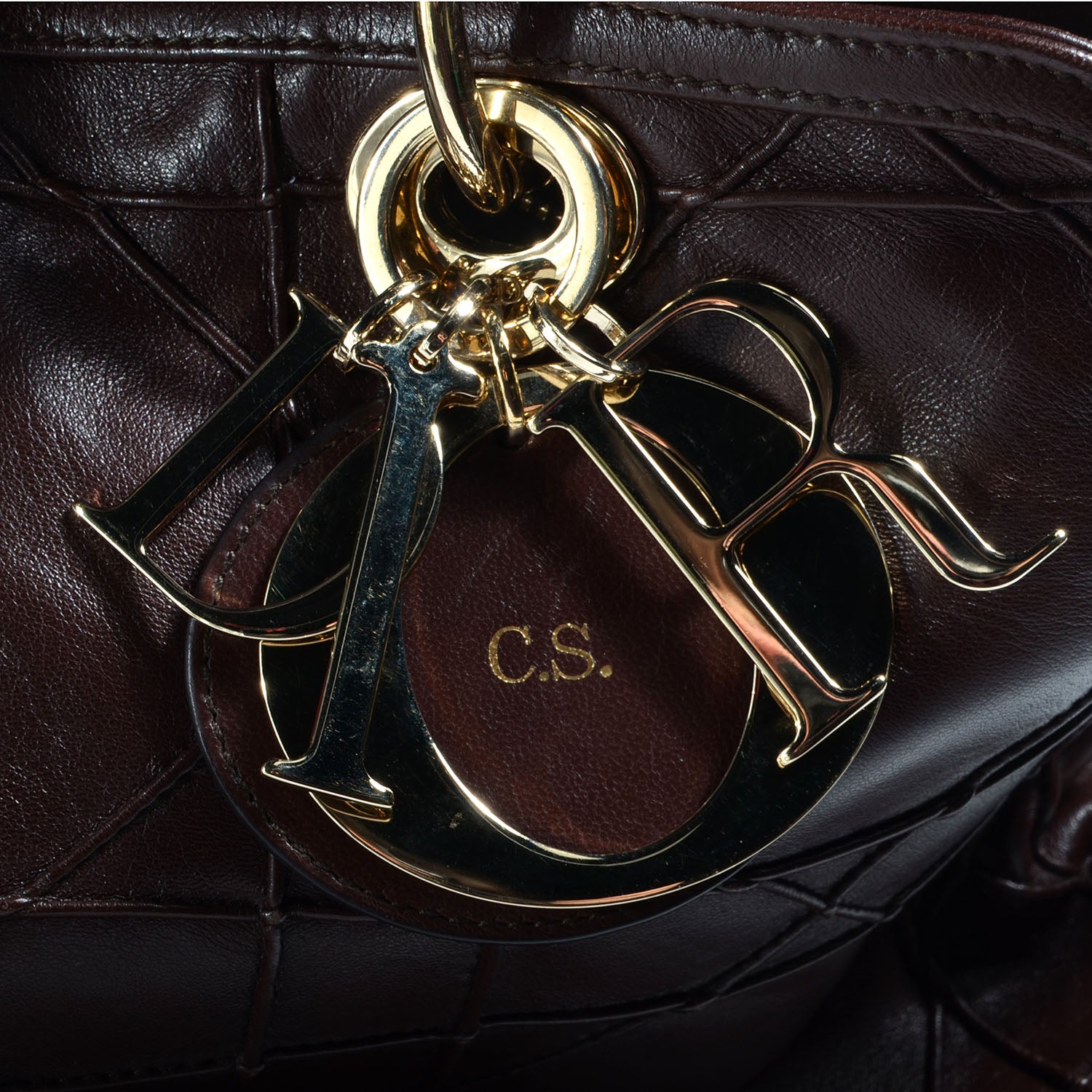 Christian Dior Lambskin Cannage Medium Granville Tote Brown 9 of 9