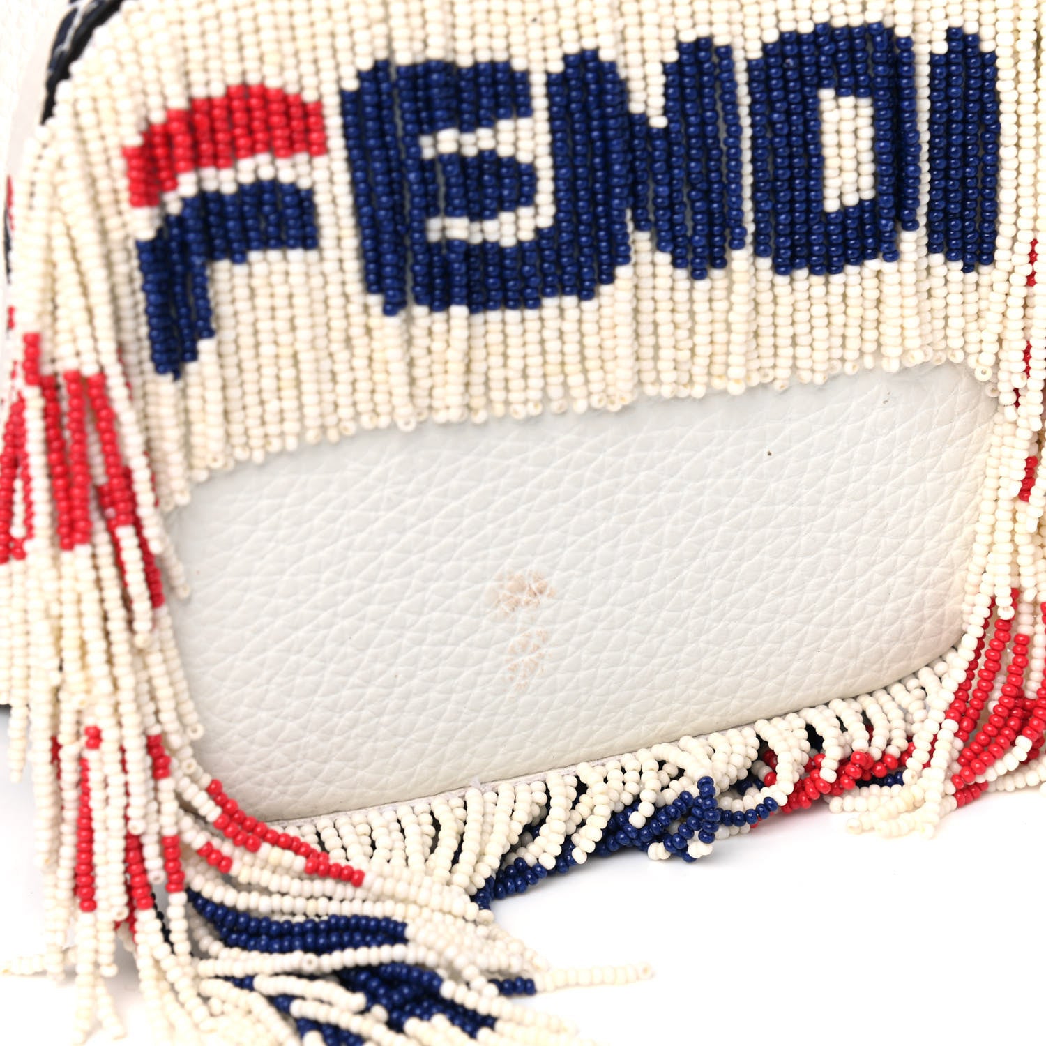 Fendi X FILA Calfskin F is Fendi Mania Fringe Mini Mon Tresor Bucket Bag White 5 of 7