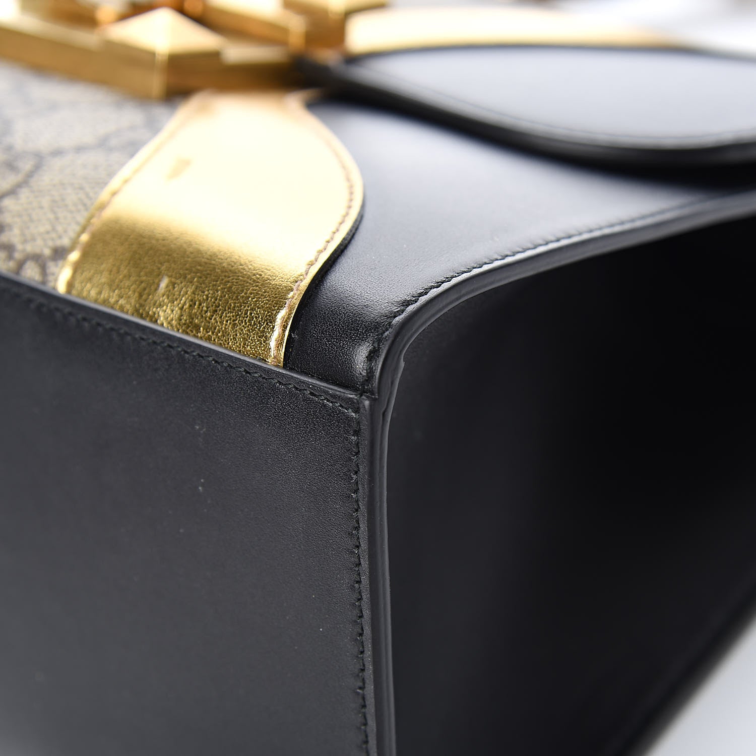 Gucci GG Supreme Monogram Small Osiride Top Handle Bag Black Gold 10 of 15