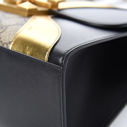 Gucci GG Supreme Monogram Small Osiride Top Handle Bag Black Gold 10 of 15