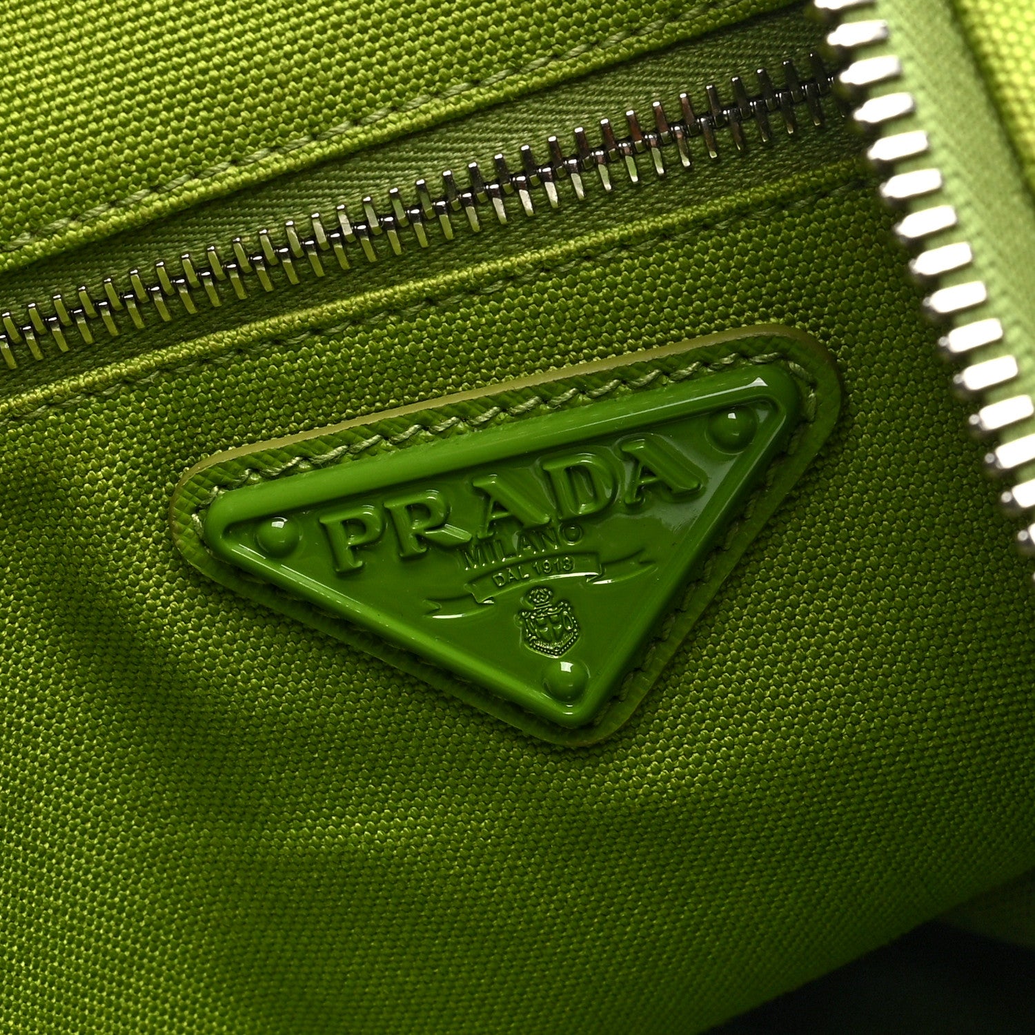 Prada Canapa Logo Embossed Large Triangle Shoulder Bag Felce 6 of 8