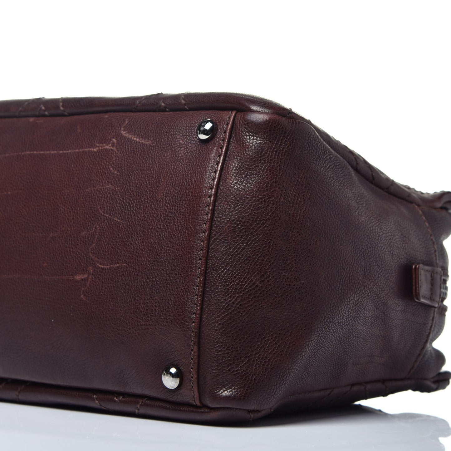 Calfskin Small Diamond Stitch Tote Brown