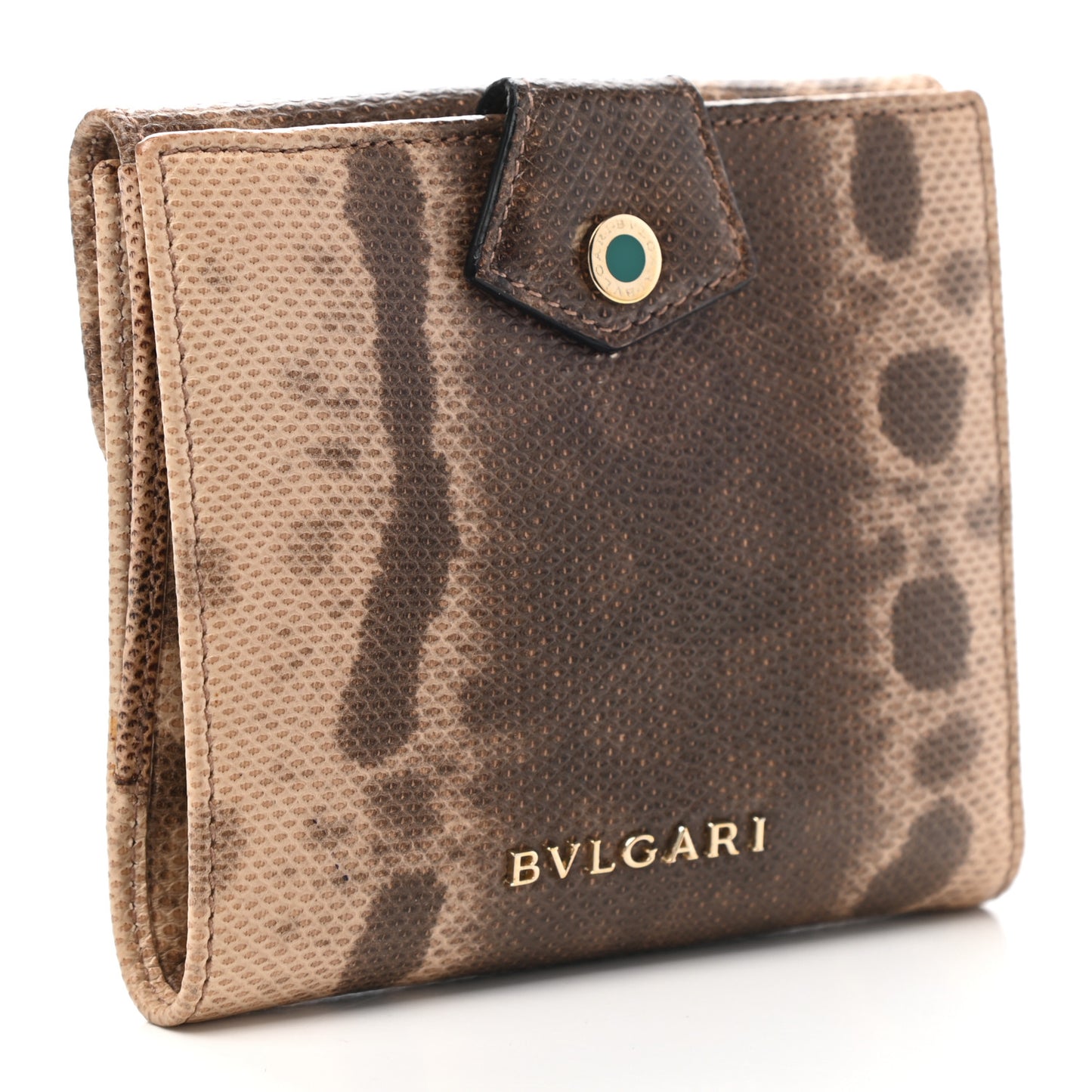 Karung Calfskin Serpenti Forever Compact Wallet Brown