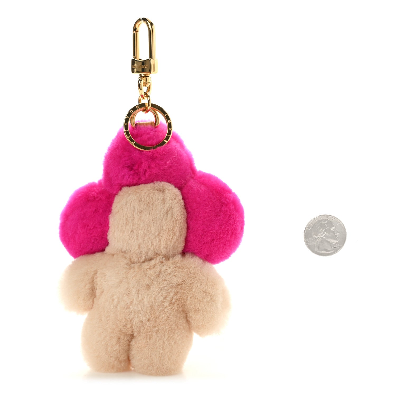 Louis Vuitton Mink Fur Vivienne Vision Bag Charm Key Holder Pink Beige 2 of 3