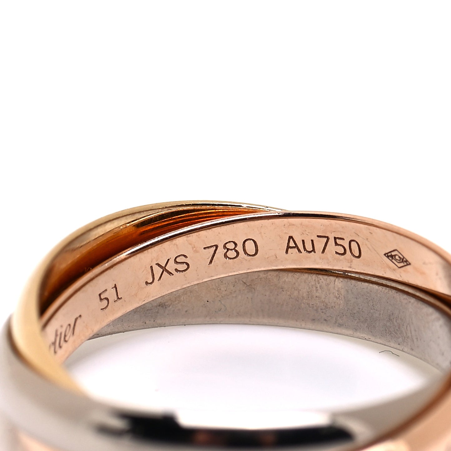 18K Pink Yellow White Gold Small Trinity Ring 51 5.75
