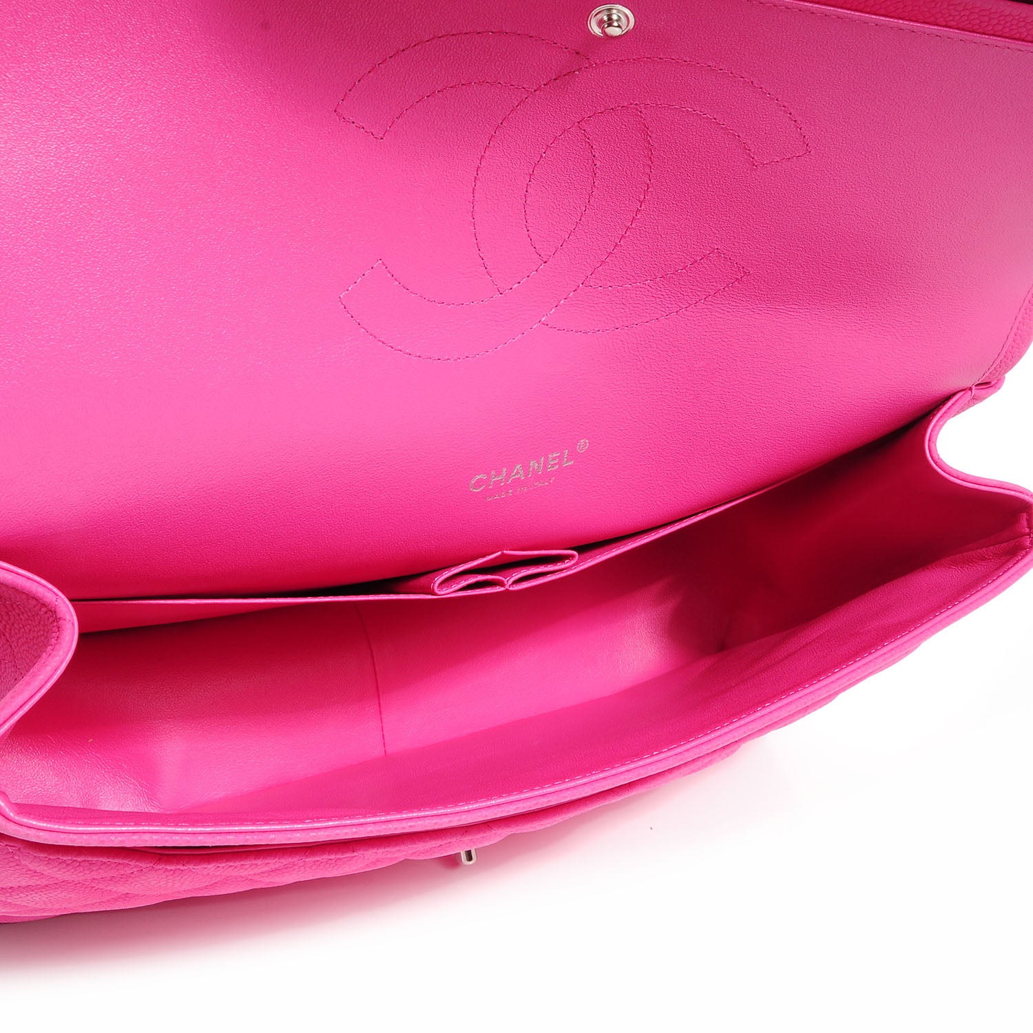 Chanel Iridescent Caviar Maxi Double Flap Hot Pink 5 of 9