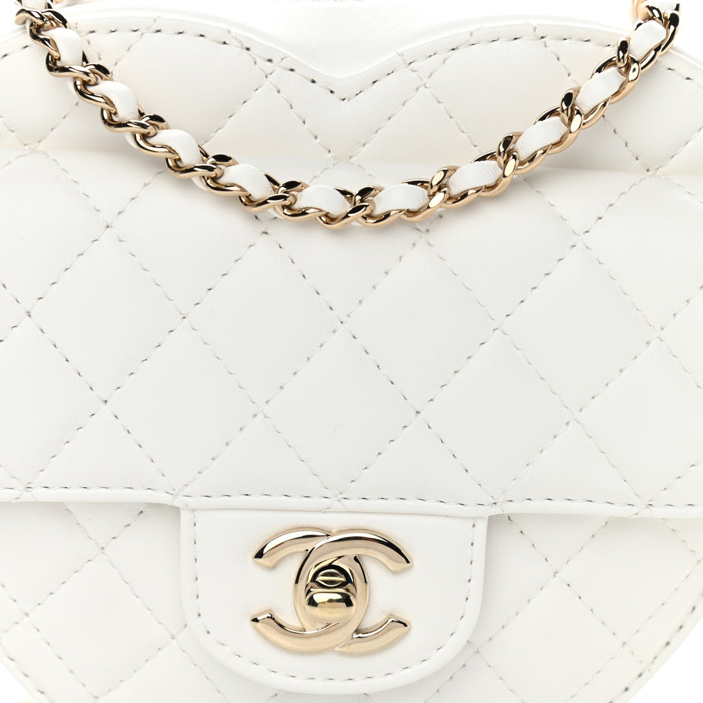 Lambskin Quilted CC In Love Heart Bag White
