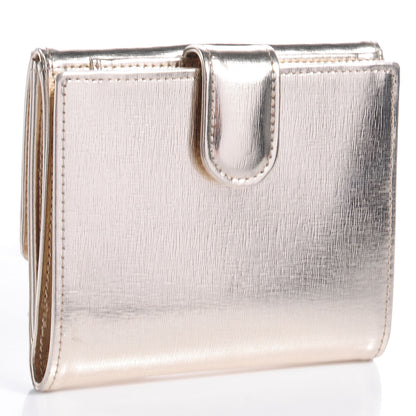 Chanel Textured Metallic Calfskin CC French Wallet Gold 3 of 7