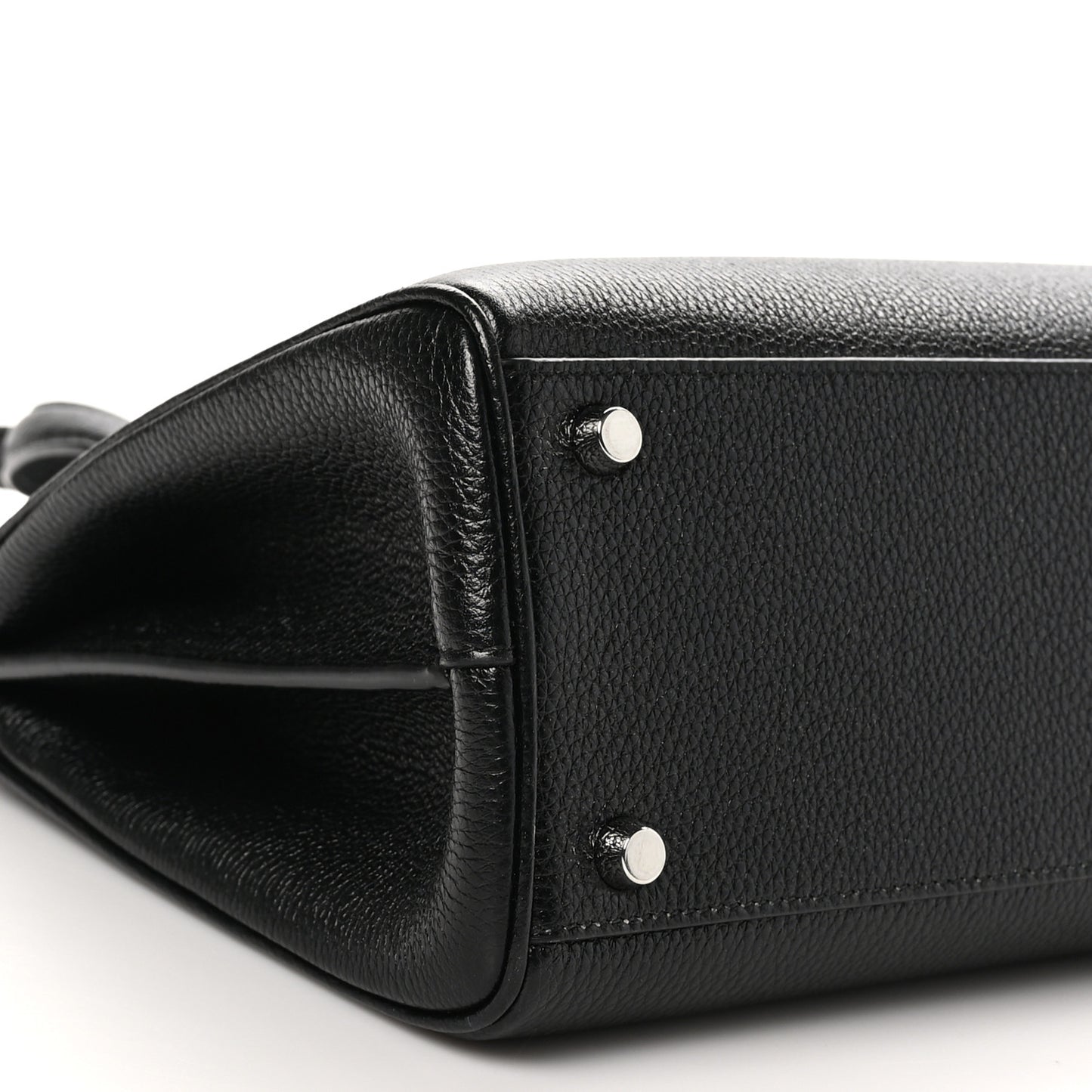 Grainy Calfskin Small Zumi Top Handle Bag Black