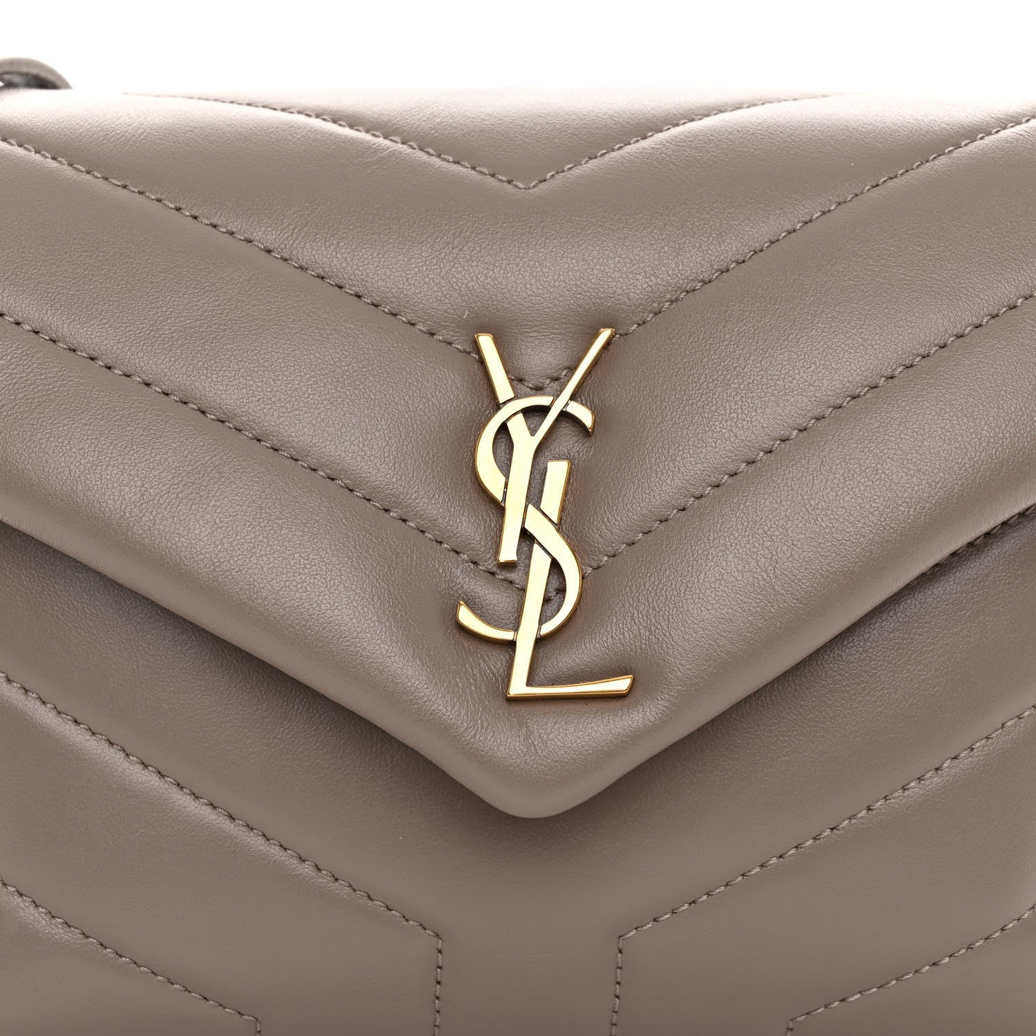 Saint Laurent Calfskin Y Quilted Monogram Toy Loulou Crossbody Bag Greyish Brown 8 of 14