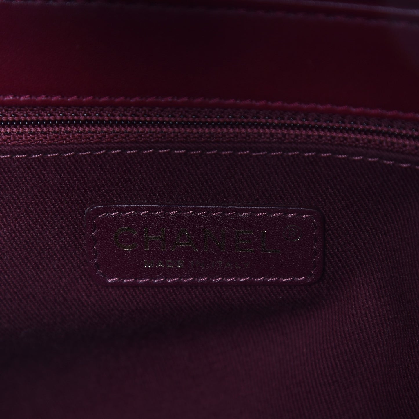 Calfskin Quilted Large Perfect Edge Flap Burgundy