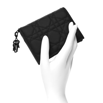 Christian Dior Ultra Matte Calfskin Cannage Mini Lady Dior Wallet Black 2 of 10