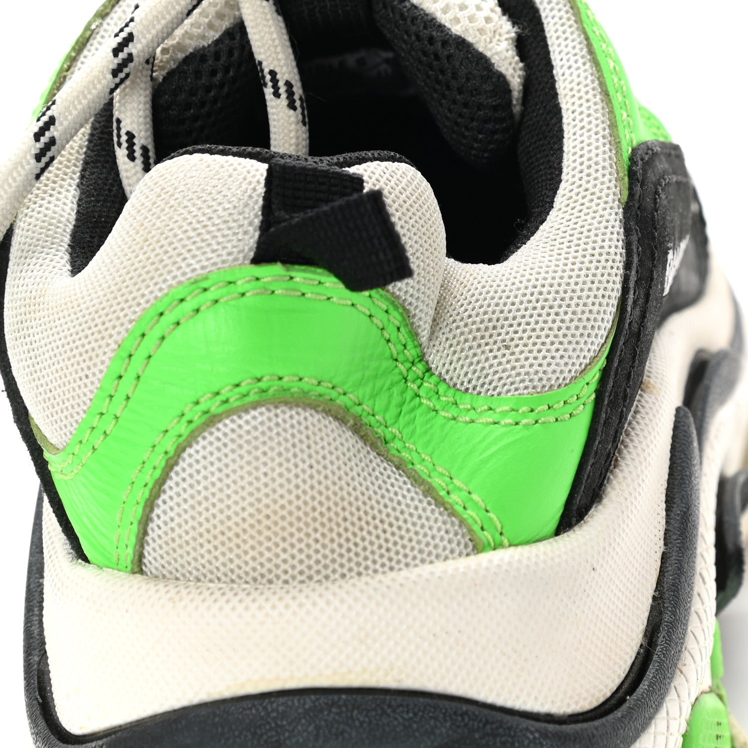 Balenciaga Fabric Mesh Womens Triple S Sneakers 38 White Green Fluo Black 13 of 17