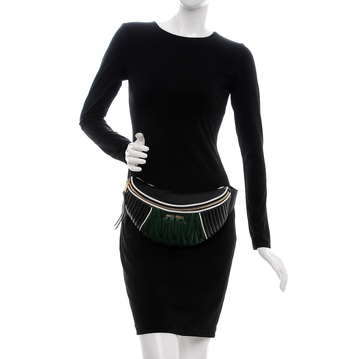 Miu Miu Nappa Matelasse Belt Bag Nero Black Billard Green 2 of 7