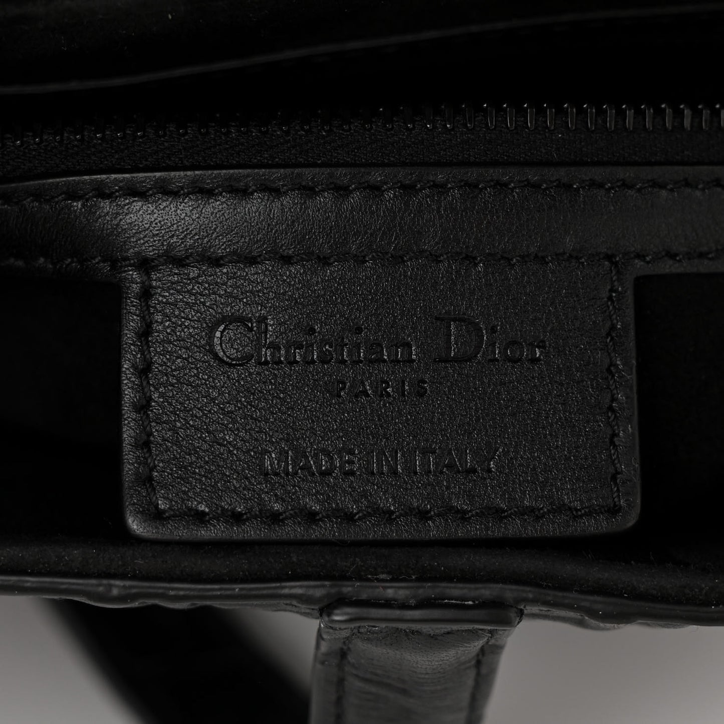 Calfskin Embossed Oblique Saddle Bag Black