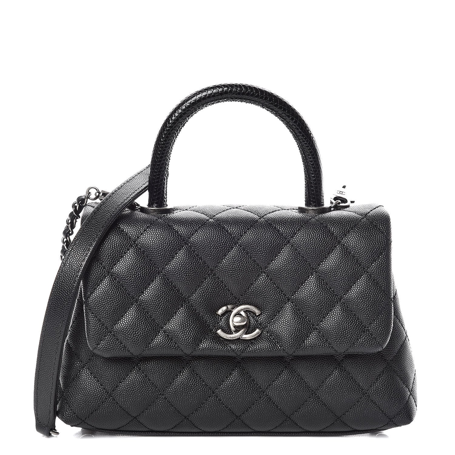 Chanel Caviar Lizard Quilted Mini Coco Handle Flap Black 1 of 10
