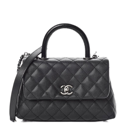 Chanel Caviar Lizard Quilted Mini Coco Handle Flap Black 1 of 10