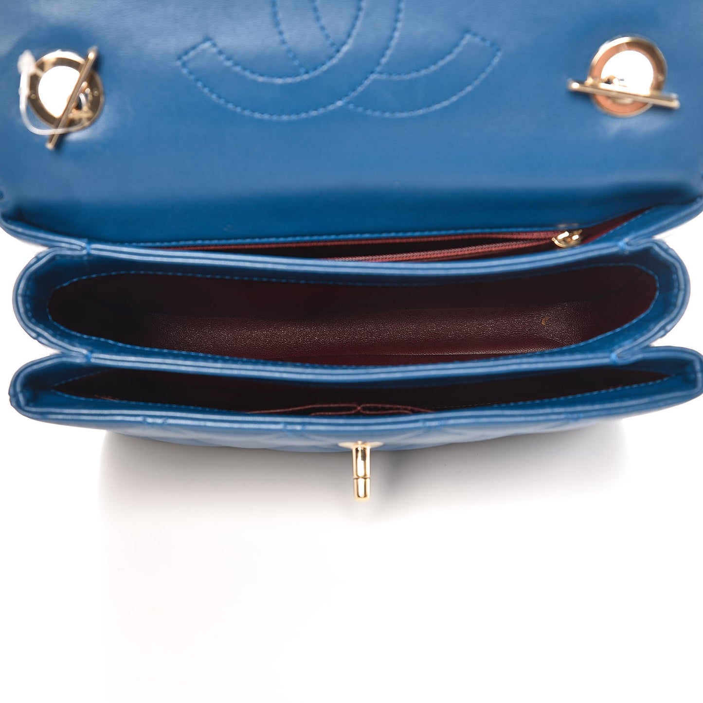 Lambskin Quilted Small Trendy CC Flap Dual Handle Bag Blue