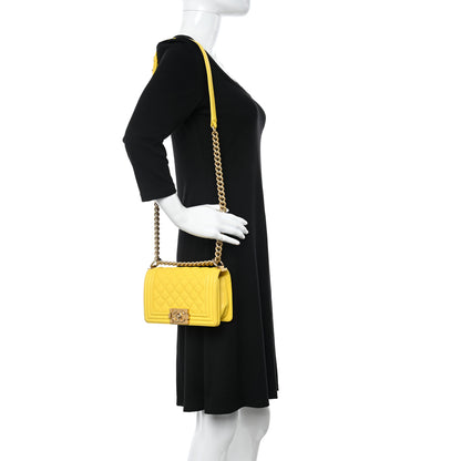 Chanel Caviar Quilted Small Boy Flap Yellow 2 of 11