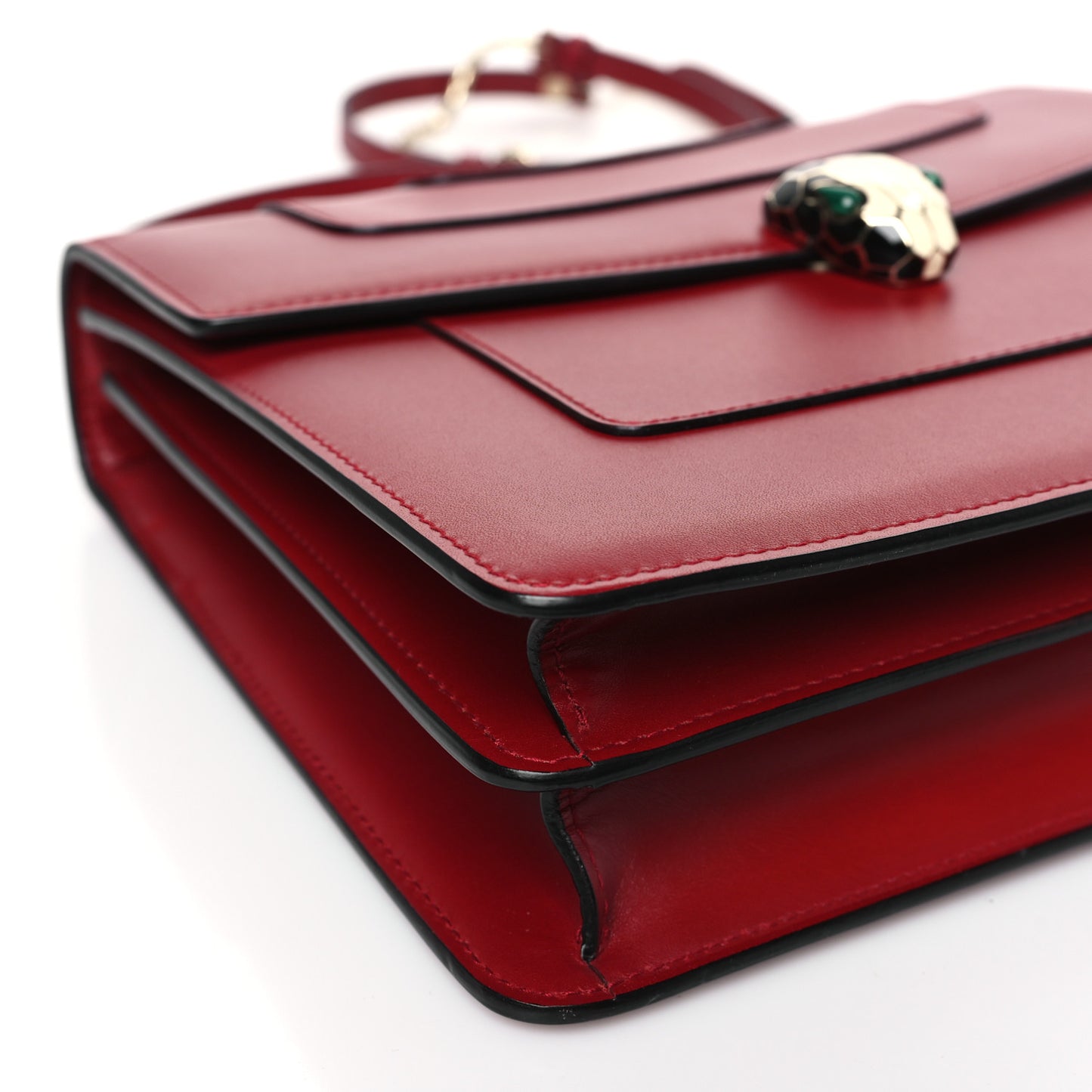 Calfskin Large Serpenti Forever Top Handle Red