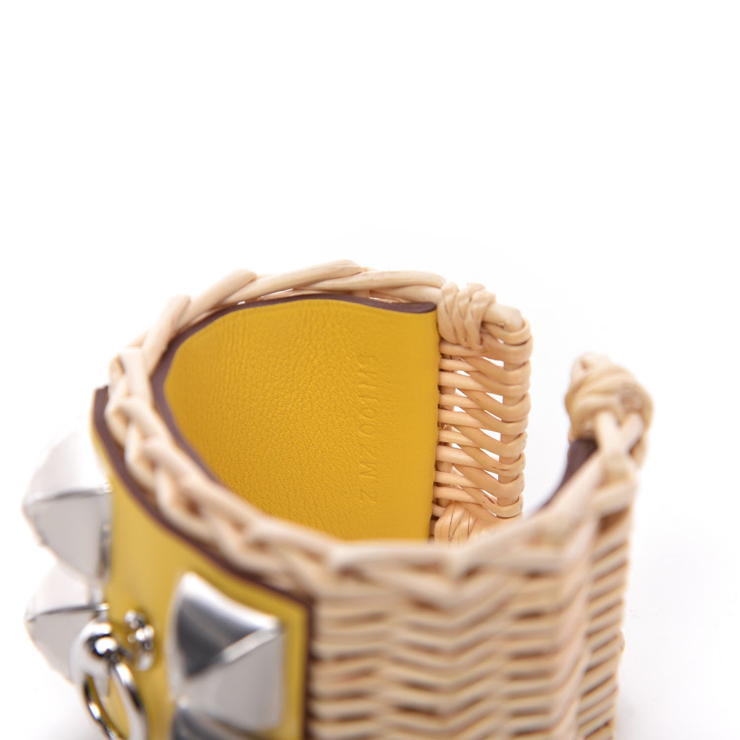 Hermes Barenia Osier Collier De Chien CDC Picnic Bracelet T2 Jaune De Naples 5 of 7