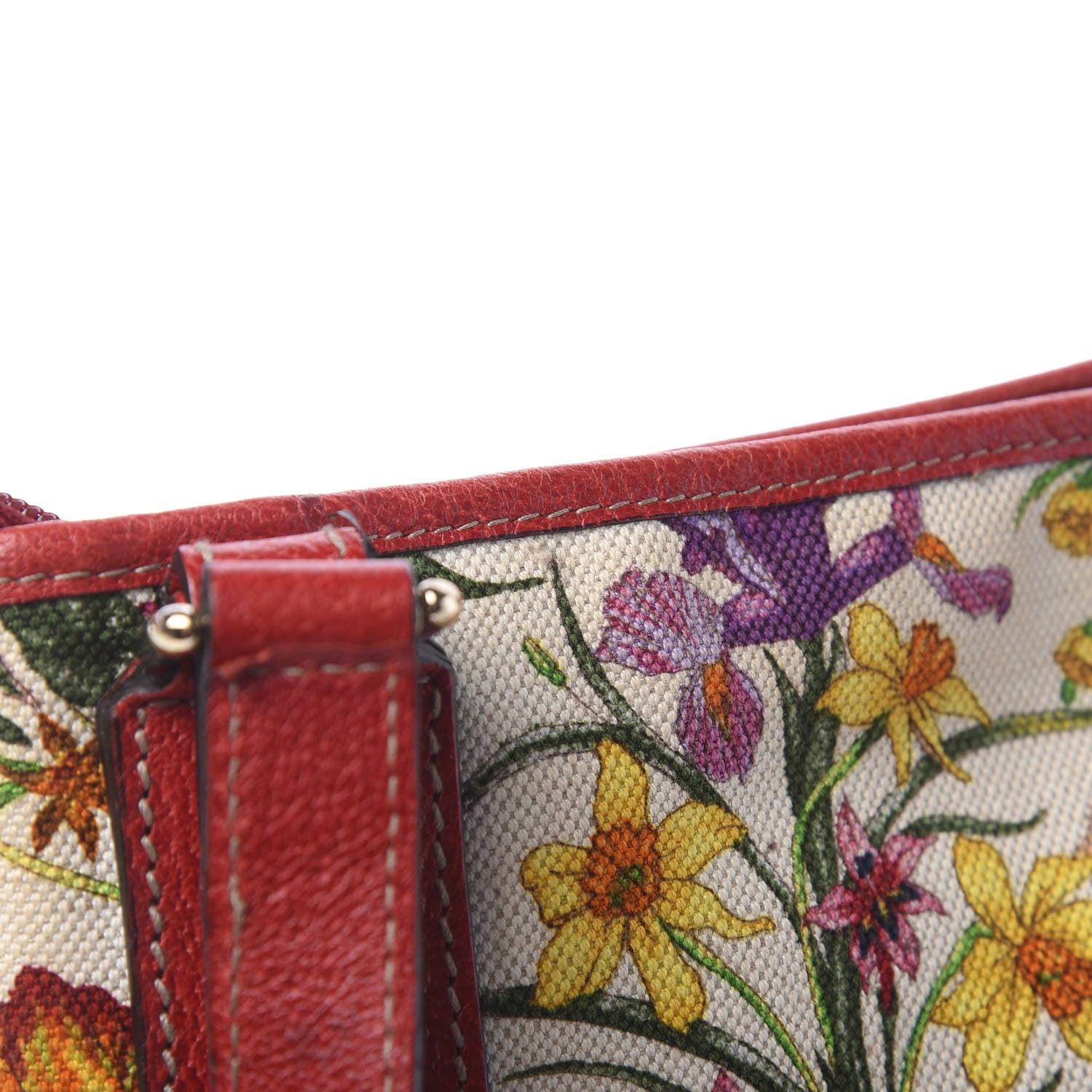 Gucci Canvas Flora Floral Crossbody Bag Red 12 of 13