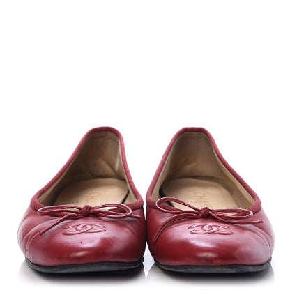 Chanel Lambskin Cap Toe Ballerina Flats 37 Red 2 of 9
