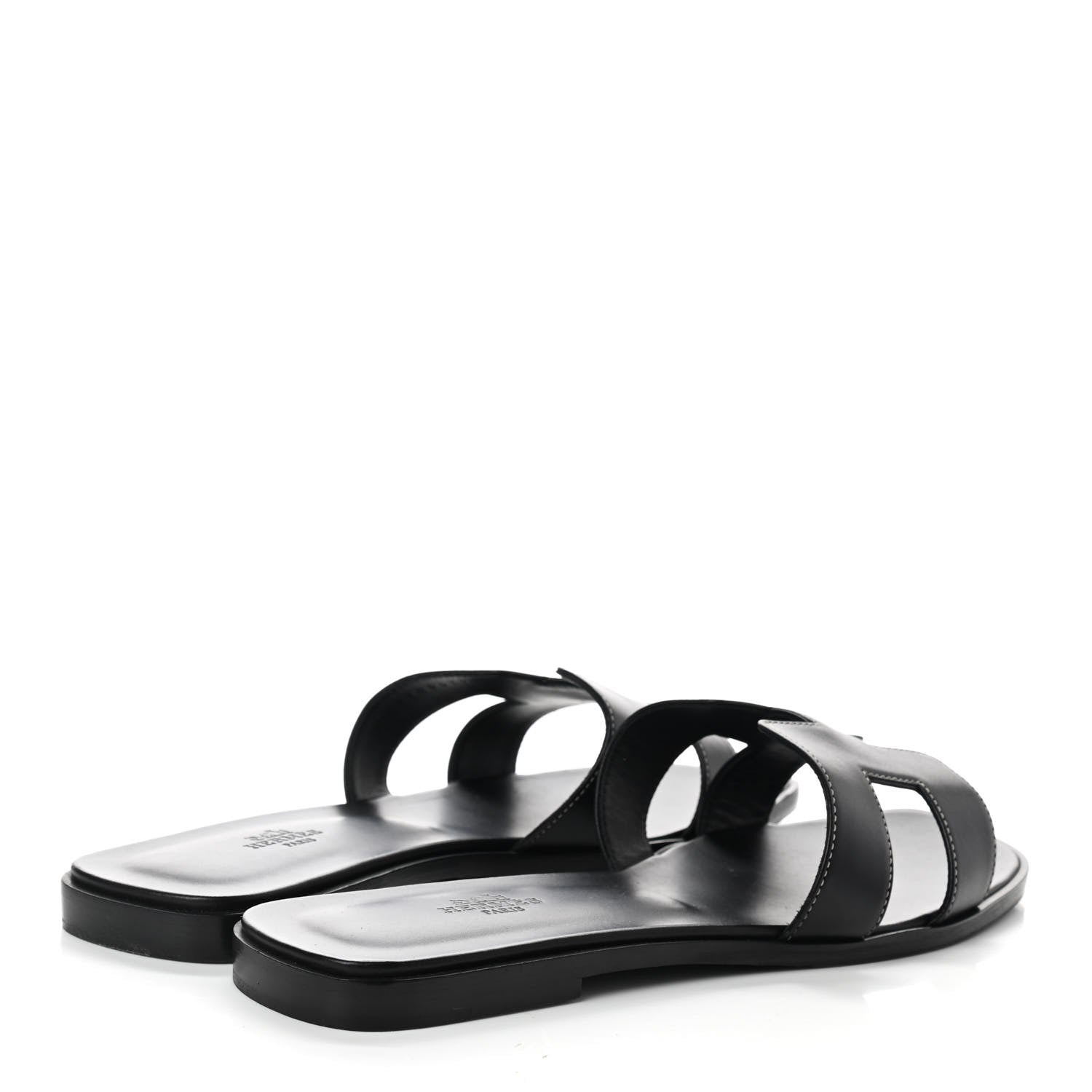 Hermes Box Calfskin Oran Sandals 41 Black 4 of 8