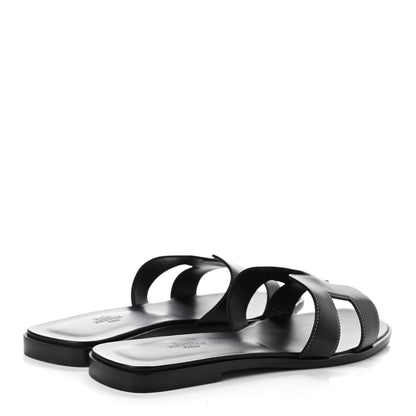 Hermes Box Calfskin Oran Sandals 41 Black 4 of 8