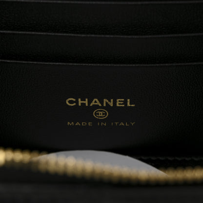Chanel Shiny Lambskin Quilted Pearl Crush Small Vanity Case With Chain Black 6 of 10