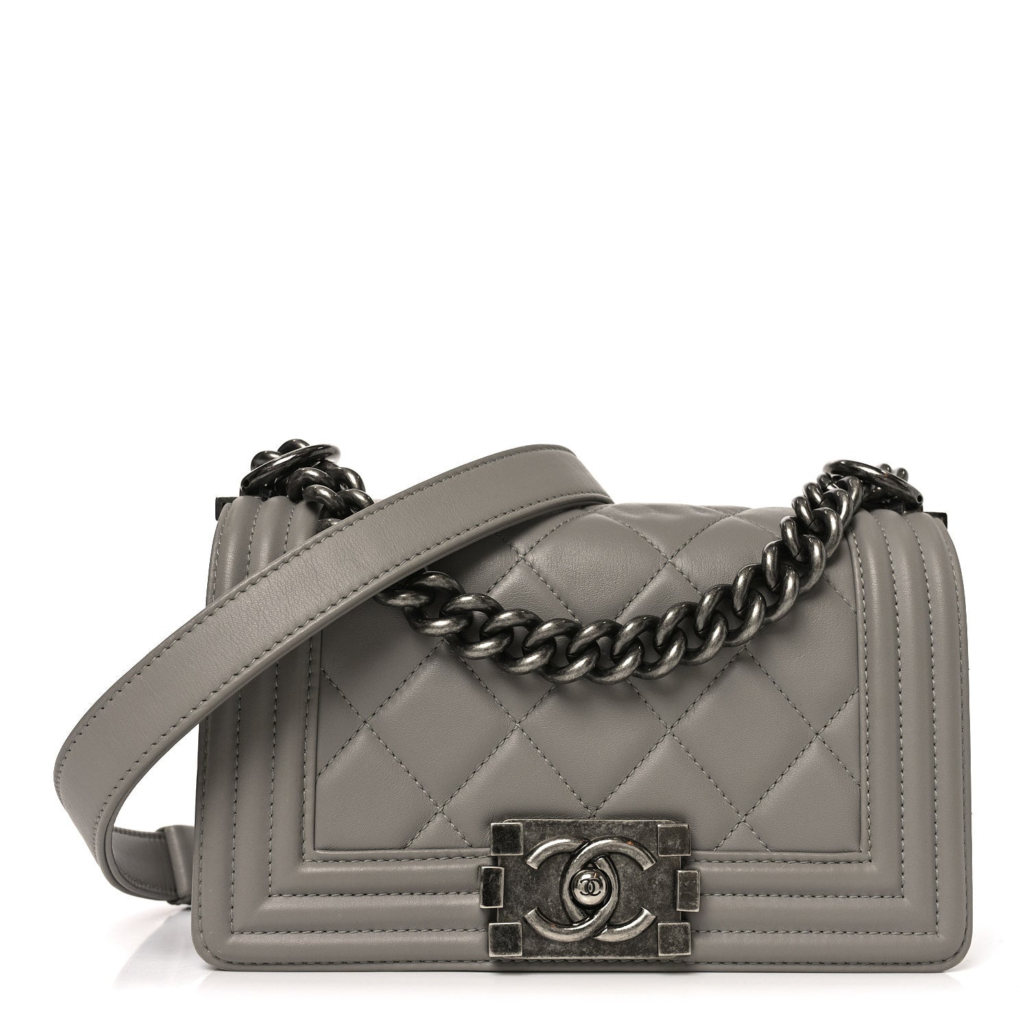 Chanel Calfskin Quilted Small Boy Flap Grey 1 of 9