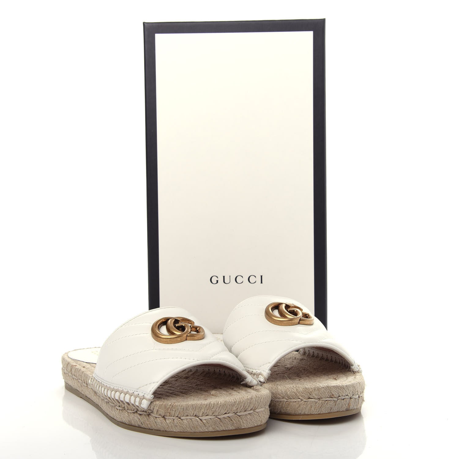 Gucci Nappa Matelasse GG Marmont Espadrille Slide Sandals 37 Great White 11 of 11