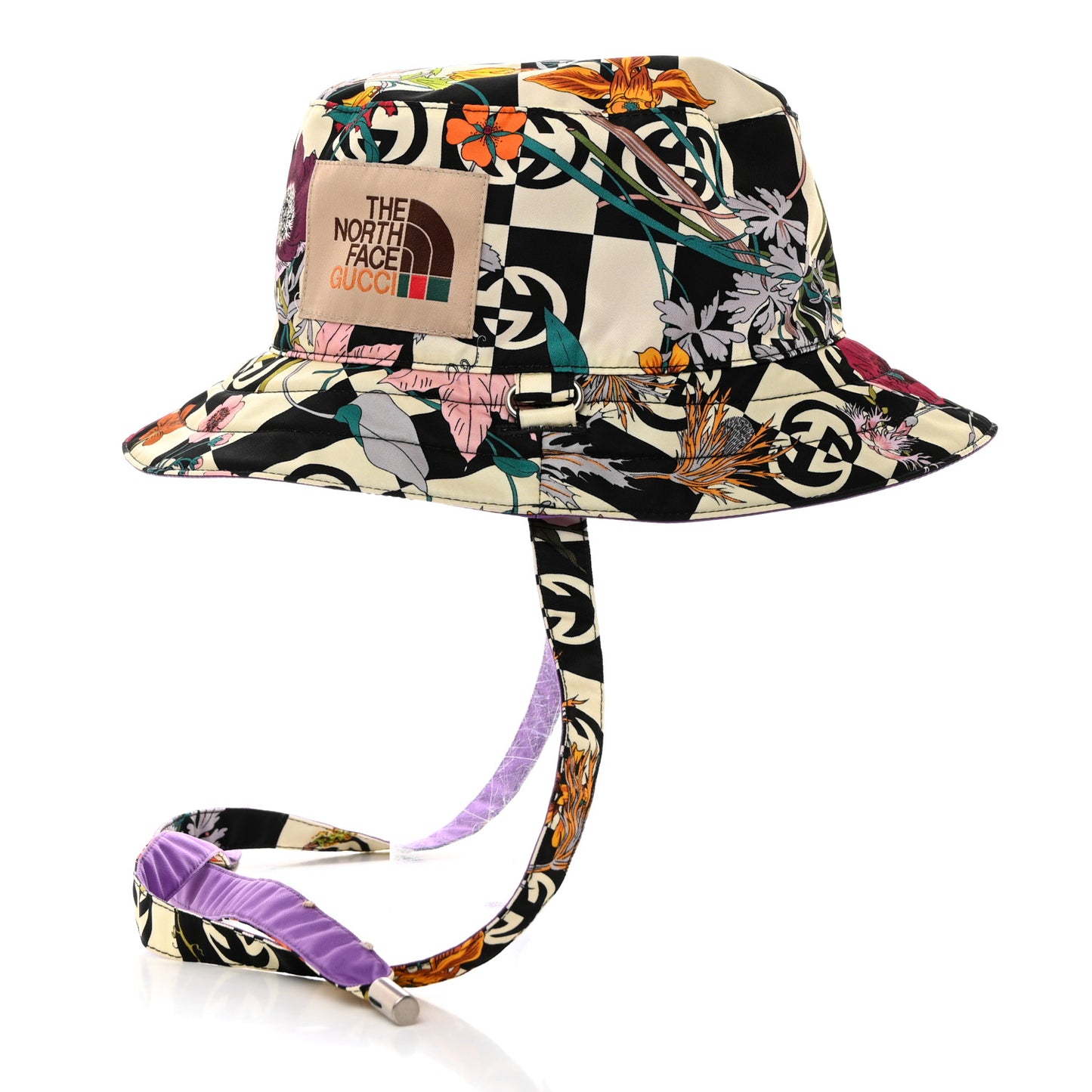 X THE NORTH FACE Econyl Nylon Floral Reversible Self-Tie Bucket Hat Purple