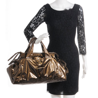 Gucci Patent Leather Medium Hysteria Top Handle Bag Gold 2 of 9