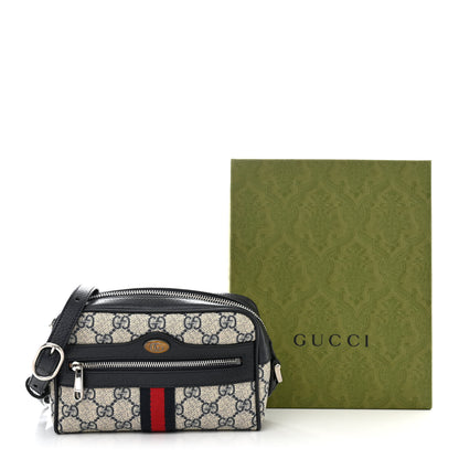 Gucci GG Supreme Monogram Textured Dollar Calfskin Web Mini Ophidia Shoulder Bag Beige Blue 12 of 12
