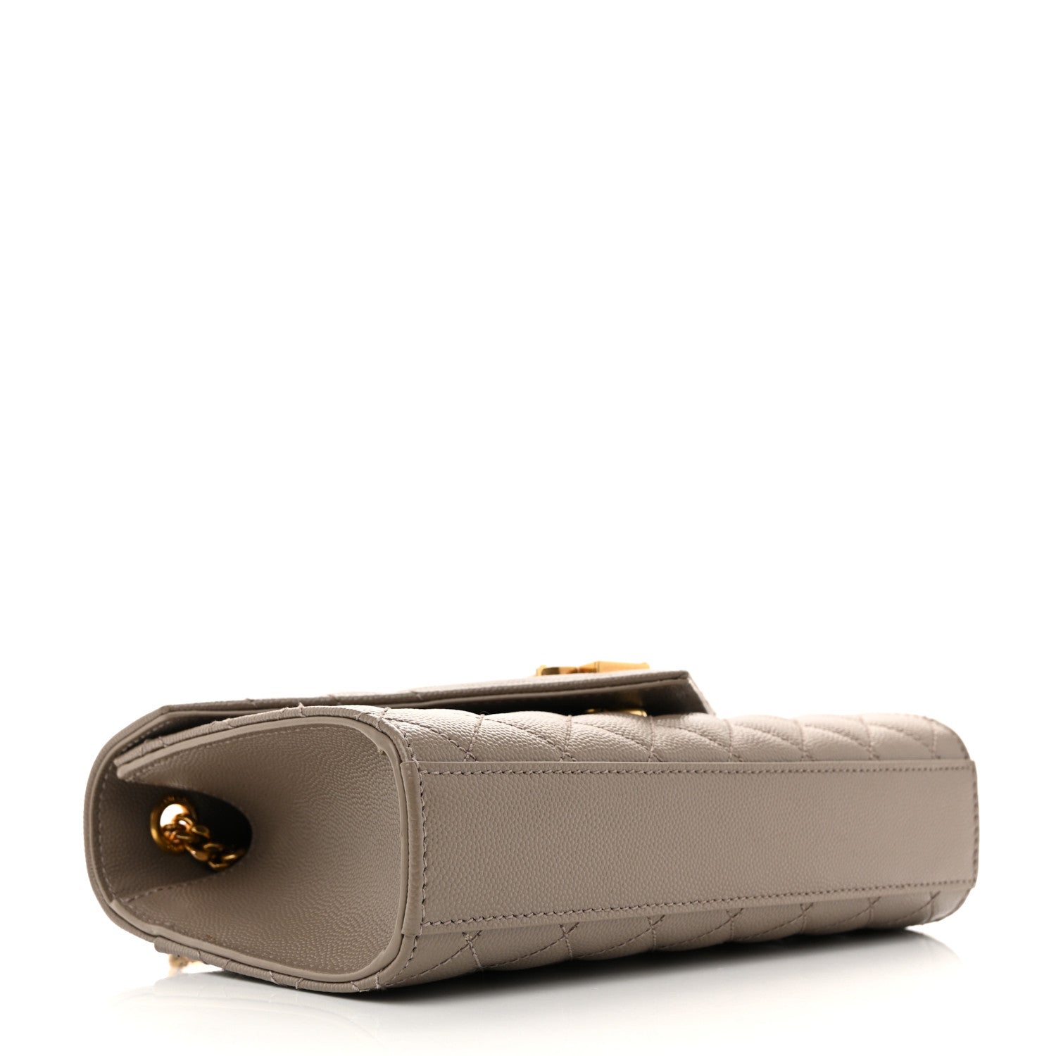 Saint Laurent Grain De Poudre Textured Mixed Matelasse Triquilt Small Monogram Satchel Greyish Brown 4 of 14