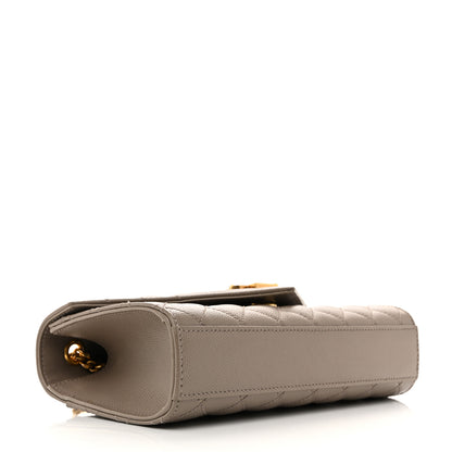 Saint Laurent Grain De Poudre Textured Mixed Matelasse Triquilt Small Monogram Satchel Greyish Brown 4 of 14