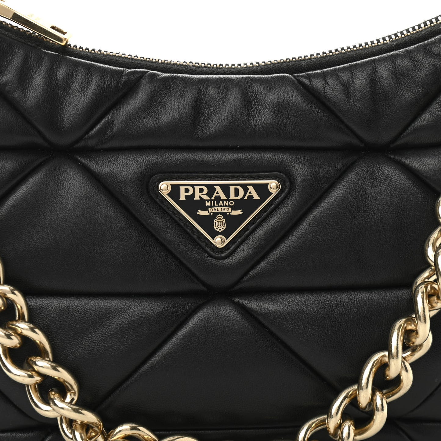 Nappa Re-Nylon Triangle Quilted Patchwork System Shoulder Bag Black
