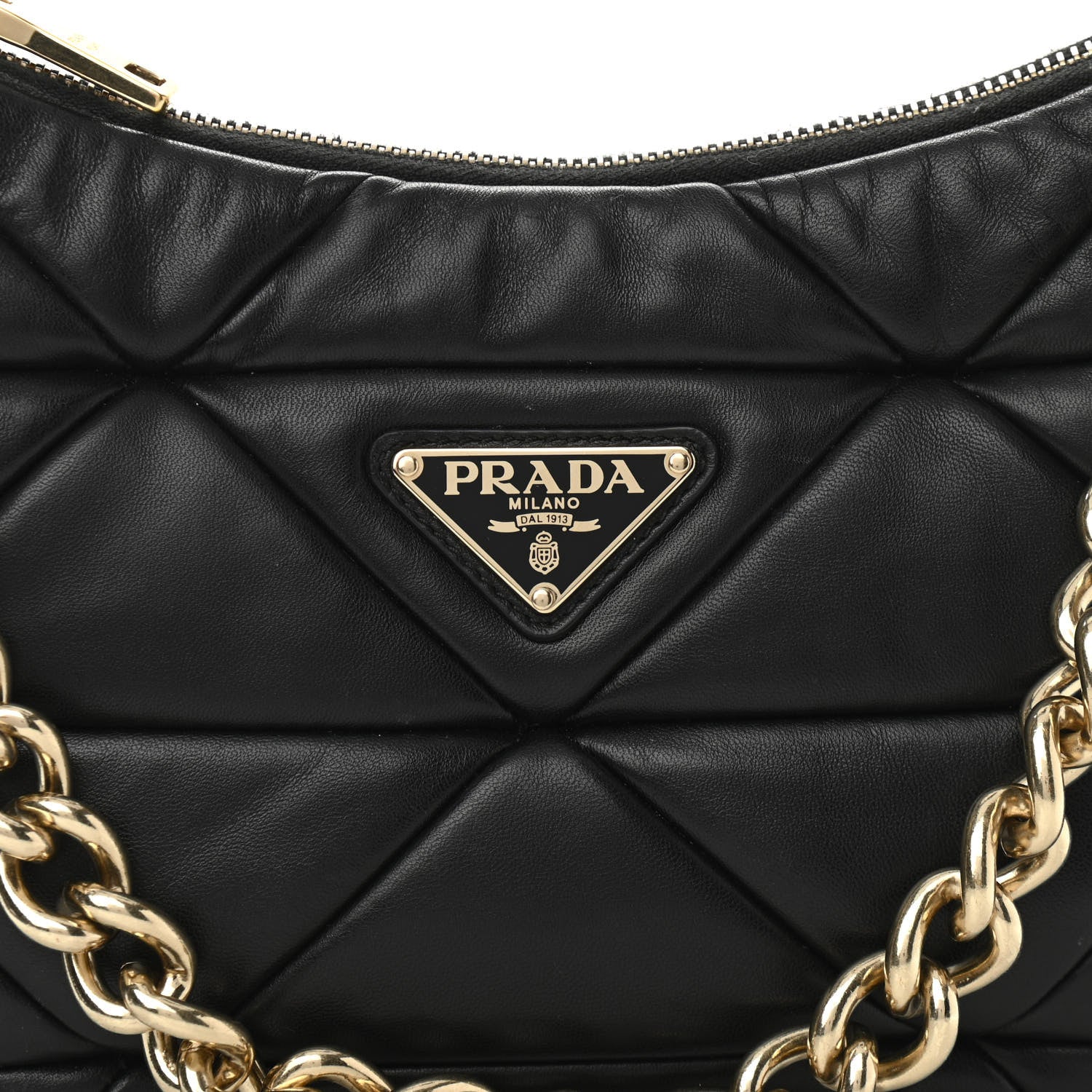 Prada Nappa Re-Nylon Triangle Quilted Patchwork System Shoulder Bag Black 7 of 9