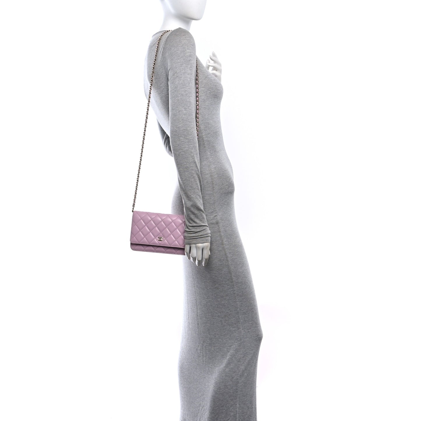 Caviar Quilted Wallet on Chain WOC Light Pink