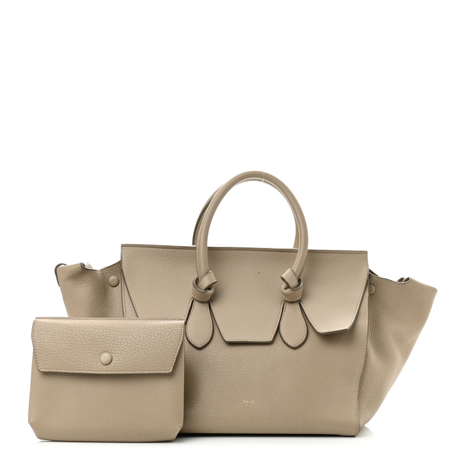Celine Crisped Calfskin Tie Knot Tote Light Taupe 1 of 19