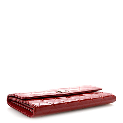 Chanel Patent Calfskin Quilted Large Brilliant Flap Wallet Dark Red 4 of 12