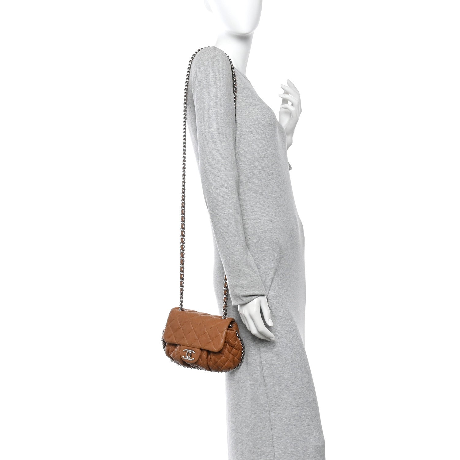 Chanel Washed Lambskin Mini Chain Around Messenger Brown 2 of 11