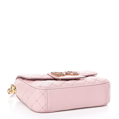 Dolce & Gabbana Lambskin Quilted Crystal Embellished Mini Millennial Shoulder Bag Rosa Carne 4 of 8