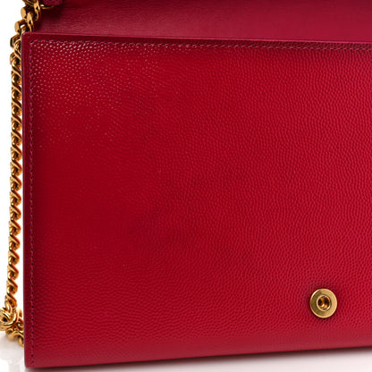 Saint Laurent Grain de Poudre Classic Letters Chain Wallet Fuchsia 9 of 21