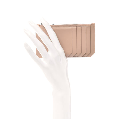 Saint Laurent Grained Calfskin 5 Fragments Zip Pouch Card Holder Nude Powder 2 of 7