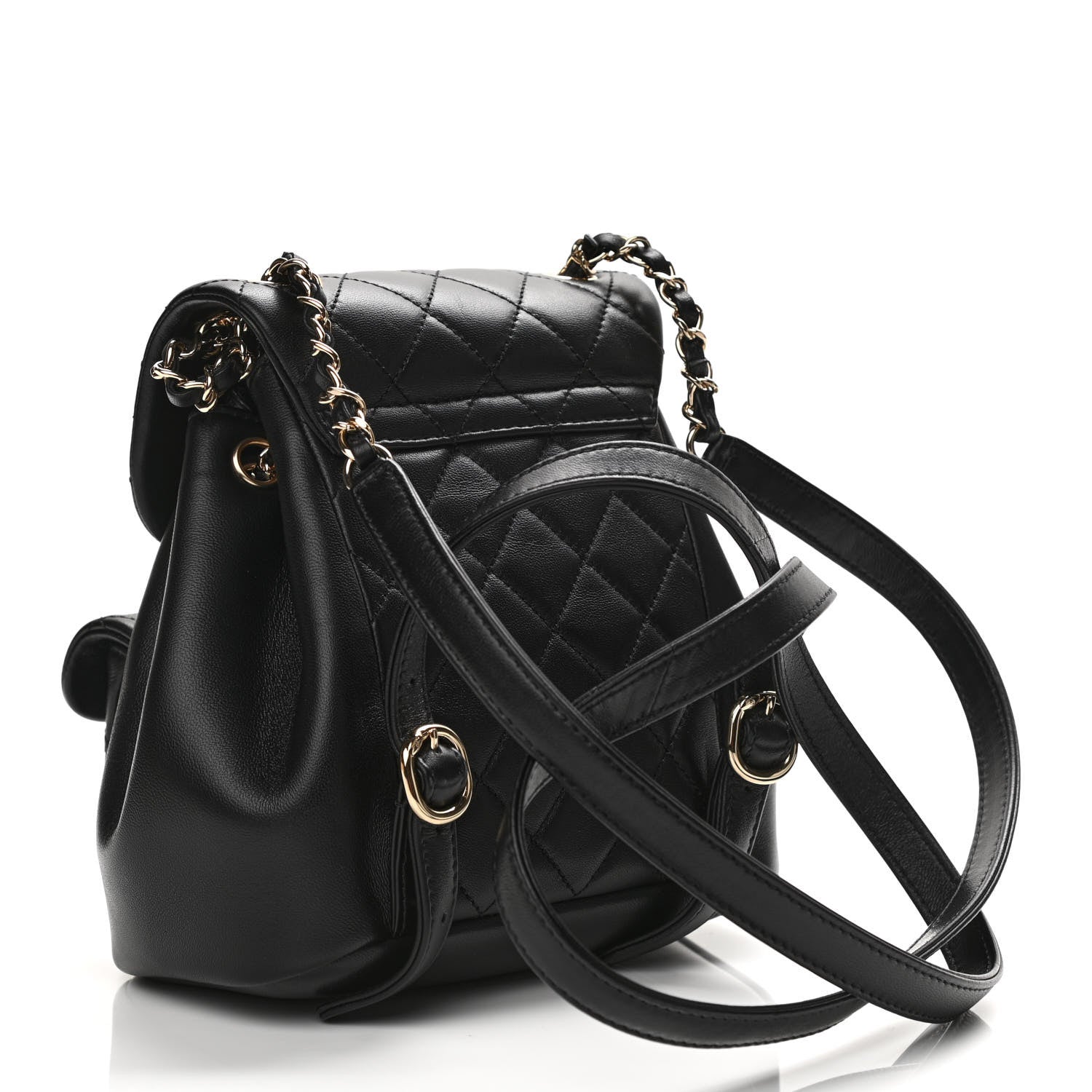 Chanel Lambskin Quilted Small Duma Drawstring Backpack Black 3 of 11
