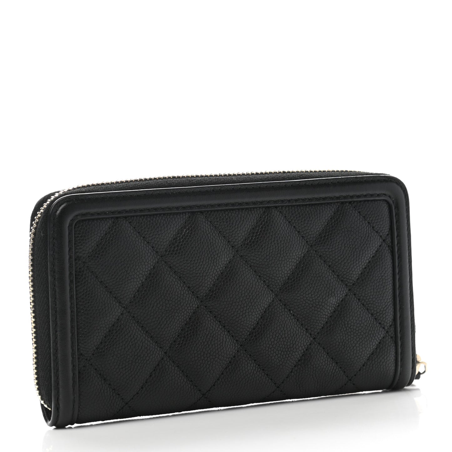 Caviar Quilted Medium Filigree Zip Around Wallet Black